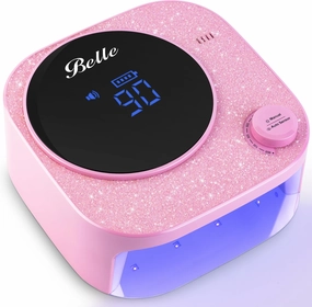 Cordless UV LED Nail Lamp, Belle 54W Rechargeable UV Light for Gel Nails, Professional Quick Dry Curing Lamp with 4 Timers and Auto Sensor, Sparkling Pink Diamond Curing Lamp for Salon & Home