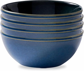 Corelle 4-Pc Bowl Set, Handcrafted Artisanal Double Bead , Reactive Glaze Stoneware, 21-Oz Bowl Set, Navy