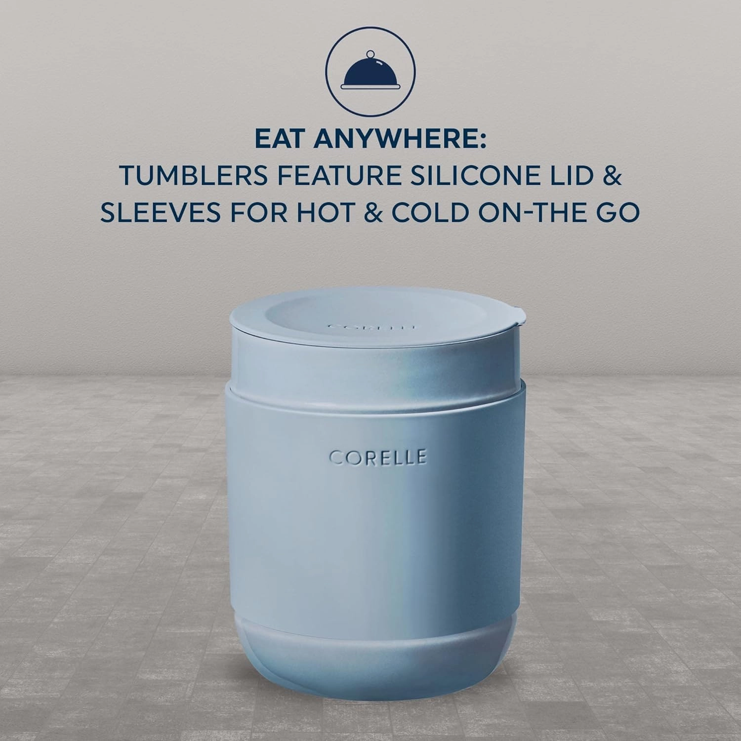 Corelle Stoneware 16-Pc Dinnerware Set, Handcrafted Artisanal Double Bead Plates, Meal Bowls, Bowls and Tumblers, Solid and Reactive Glazes, Dining Plate Set, Nordic Blue