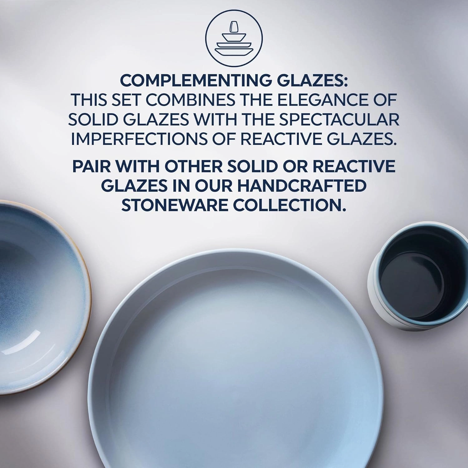 Corelle Stoneware 16-Pc Dinnerware Set, Handcrafted Artisanal Double Bead Plates, Meal Bowls, Bowls and Tumblers, Solid and Reactive Glazes, Dining Plate Set, Nordic Blue