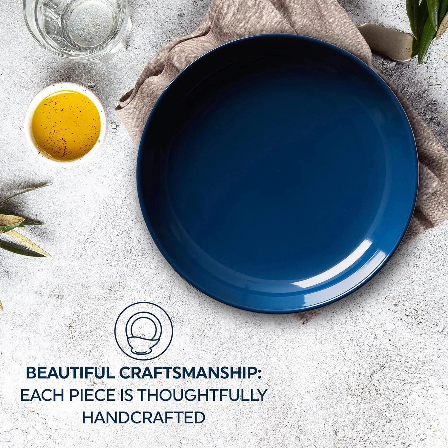 Corelle Stoneware 4-Pc Meal Bowl Set, Handcrafted Artisanal Double Bead Cereal Bowls, Solid Glaze Stoneware, 8-1/2-Inch Pasta Bowl Set, Oatmeal