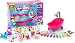 Crayola Scribble Scrubbie Pets Mega Pack (12 Pets), Reusable Pet Care Toy, Dog & Cat Toys for Kids, Holiday Gift for Girls & Boys, 3 