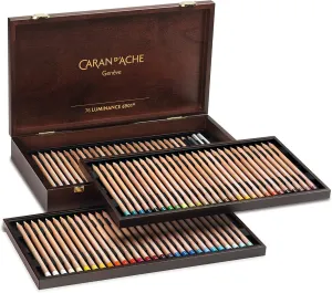 CREATIVE ART MATERIALS Caran D'ache Luminance Colored Pencil Sets Set of 80 Wood Box (6901.476)