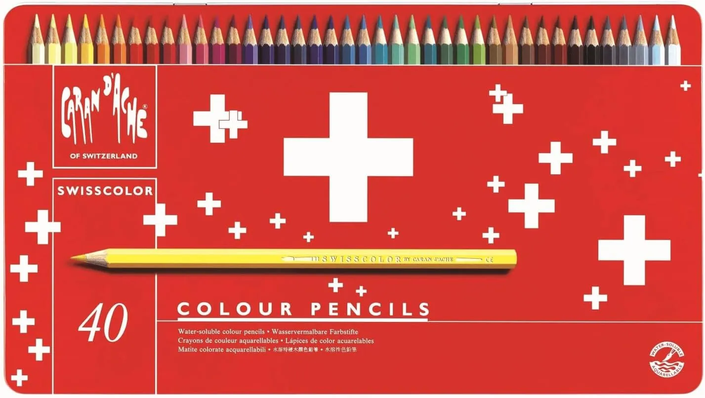 CREATIVE ART MATERIALS Swisscolor Pencils Metal Box, Set of 40 (1285.740)