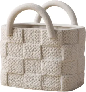 Creative Ceramic Handbag Vase,Stylish Tote Bag Flower Pot Modern Morandi Floral Vase for Centerpieces,Flower Arrangement Decoration Shooting Props Decoration Flower Bottle