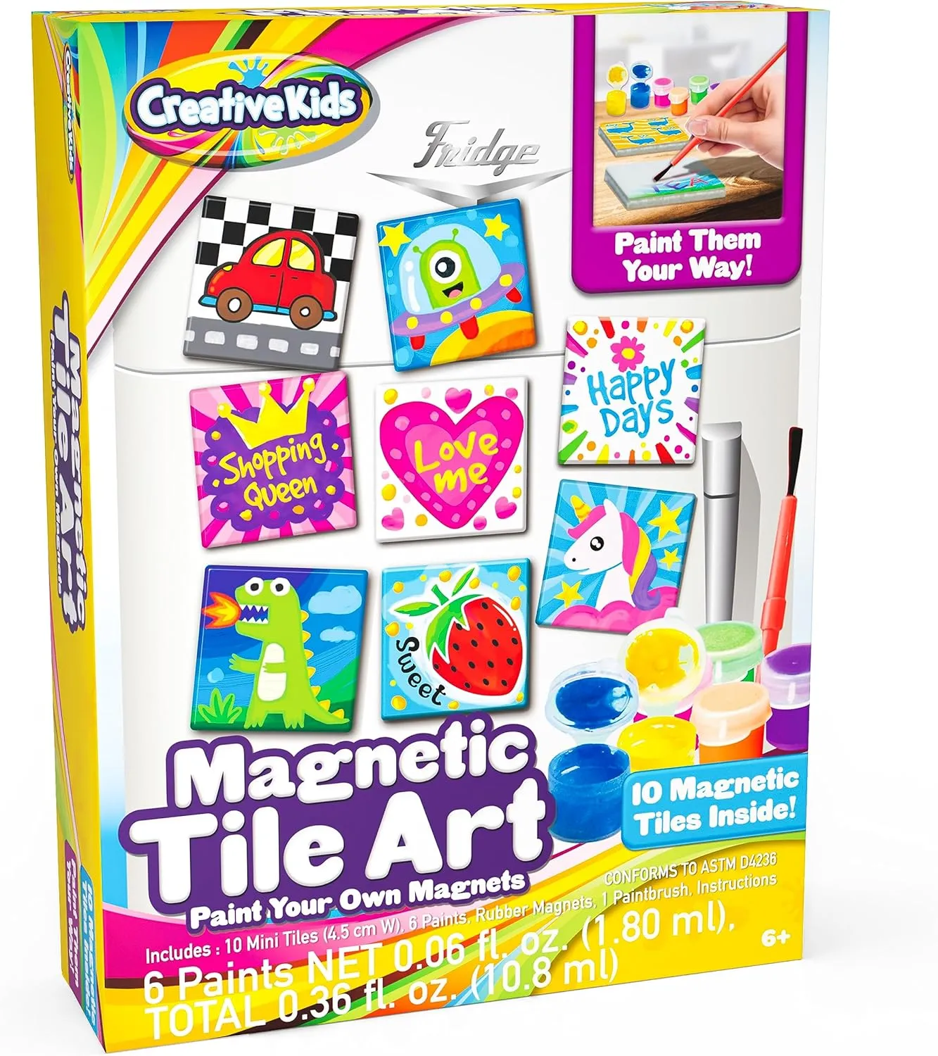 Creative Kids Magnetic Mini Tile Art - Make Your Own 10 Fridge Magnets