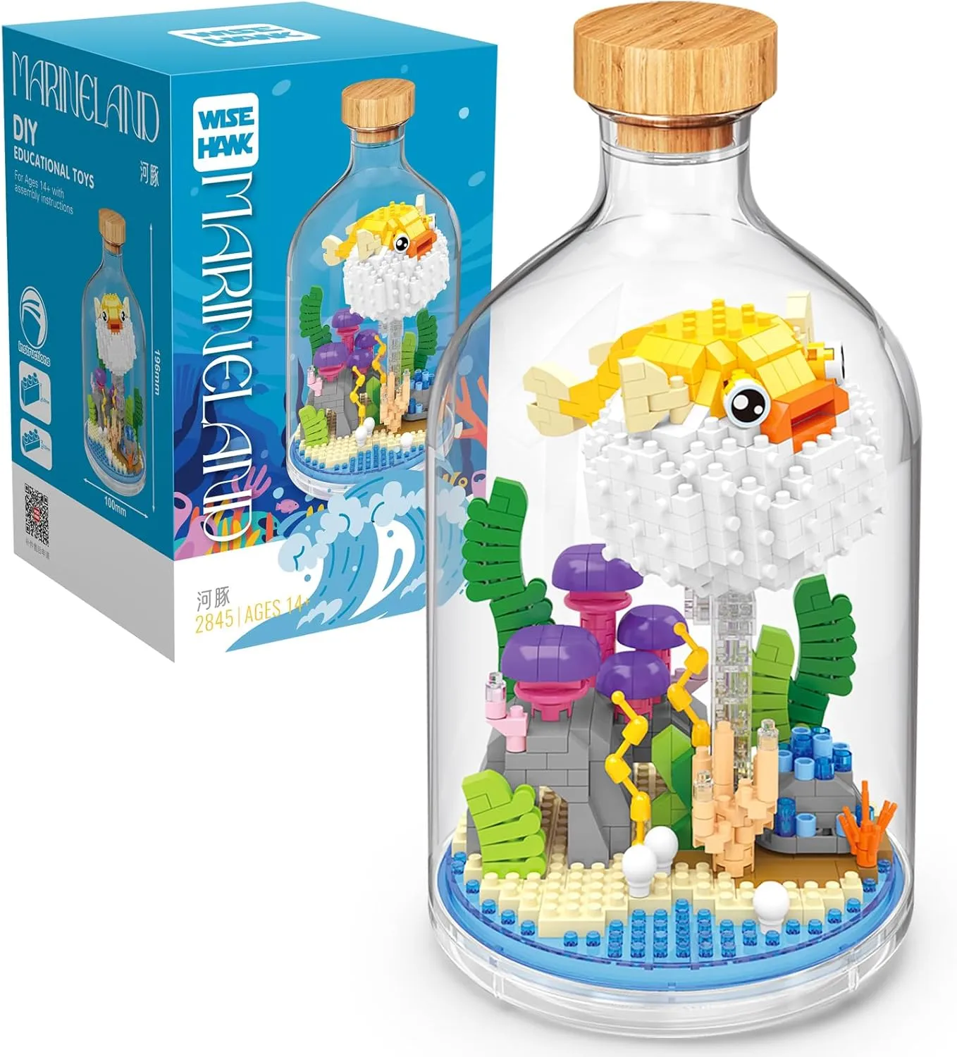 Creative Pufferfish Toy Building Set,Adult Mini Animal Friend Set,Party Favors Gift for Kids,Animal Lover Office Home Decor Fishes Building Block,New Year Easter Birthday Gift for Boys Girls