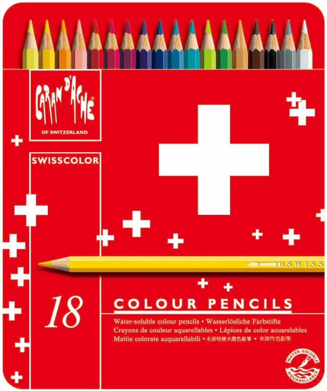 CREATIVE ART MATERIALS Swisscolor Pencils Metal Box, Set of 18 (1285.718)