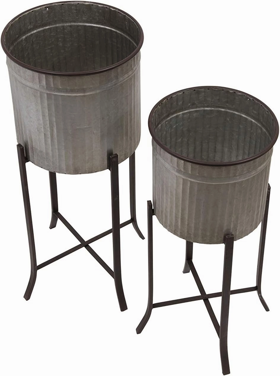 Creative Co-Op Set of 2 Iron Planters on Stands