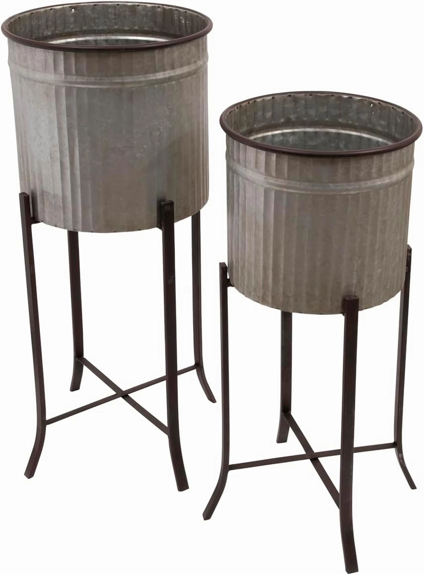 Creative Co-Op Set of 2 Iron Planters on Stands