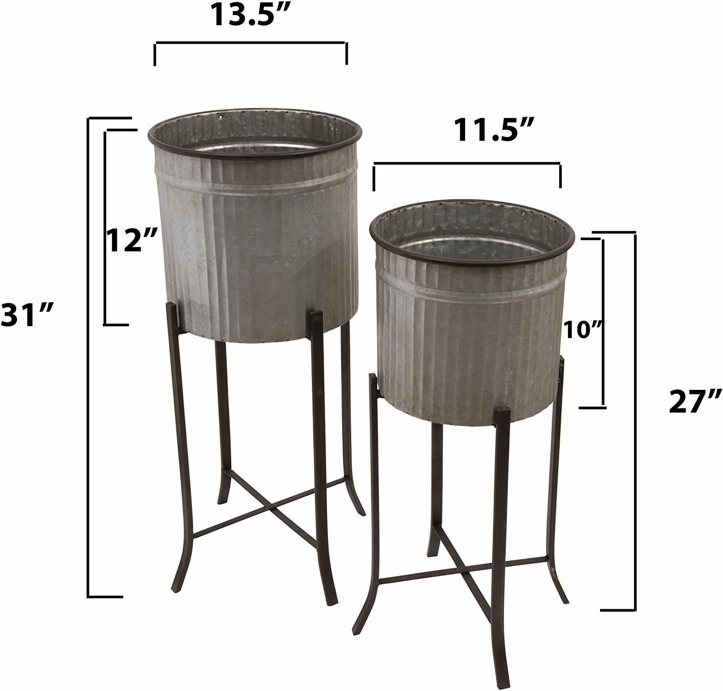 Creative Co-Op Set of 2 Iron Planters on Stands