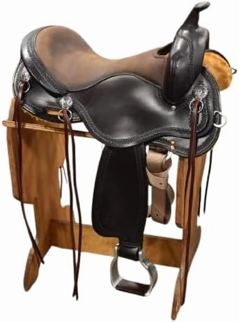 D&L Saddlery Western Barrel Racing Horse Saddles Trail Equestrian Horse Saddle Classic Quality Premium Leather Comfort for Horse Riding Size:10-18 inches Seat Available BRL04