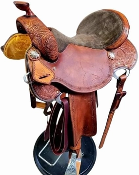D&L Saddlery Western Barrel Racing Horse Saddles Trail Equestrian Horse Saddle Classic Quality Premium Leather Comfort for Horse Riding Size:10-18 inches Seat Available BRL09