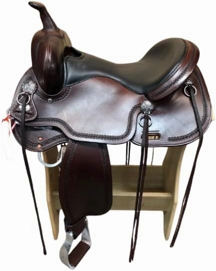 D&L Saddlery Western Barrel Racing Horse Saddles Trail Equestrian Horse Saddle Classic Quality Premium Leather Comfort for Horse Riding Size:10-18 inches Seat Available BRL14