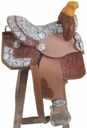 D&L Saddlery Western Barrel Racing Horse Saddles Trail Equestrian Horse Saddle Classic Quality Premium Leather Comfort for Horse Riding Size:10-18 inches Seat Available BRL18
