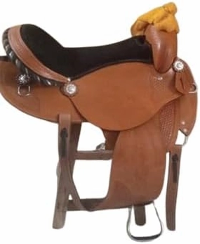 D&L Saddlery Western Barrel Racing Horse Saddles Trail Equestrian Horse Saddle Classic Quality Premium Leather Comfort for Horse Riding Size:10-18 inches Seat Available BRL19