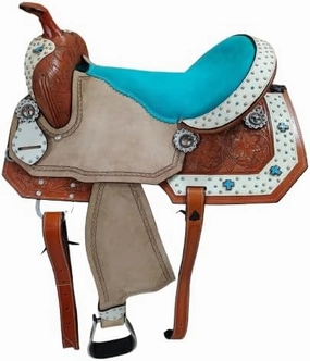 D&L Saddlery Western Barrel Racing Horse Saddles Trail Equestrian Horse Saddle Classic Quality Premium Leather Comfort for Horse Riding Size:10-18 inches Seat Available BRL21