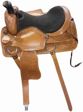 D&L Saddlery Western Barrel Racing Horse Saddles Trail Equestrian Horse Saddle Classic Quality Premium Leather Comfort for Horse Riding Size:10-18 inches Seat Available BRL27