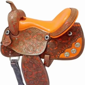 D&L SADDLERY Western Barrel Racing Horse Saddles Trail Equestrian Horse Saddle Classic Quality Premium Leather Comfort for Horse Riding Size:10-18 inches Seat Available, JH02