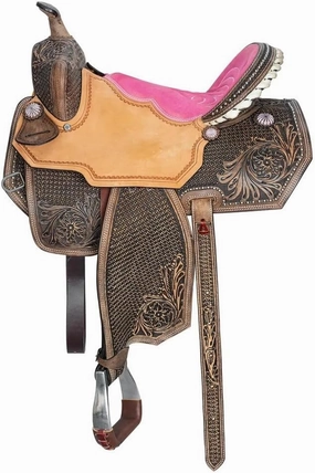 D&L SADDLERY Western Barrel Racing Horse Saddles Trail Equestrian Horse Saddle Classic Quality Premium Leather Comfort for Horse Riding Size:10-18 inches Seat Available, JH08