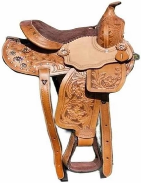 D&L SADDLERY Western Barrel Racing Horse Saddles Trail Equestrian Horse Saddle Classic Quality Premium Leather Comfort for Horse Riding Size:10-18 inches Seat Available, JH09