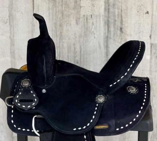 D&L SADDLERY Western Barrel Racing Wooden Tree Horse Saddles Handmade Leather Comfort for Horses Trail Equestrian Tooled Carved Horse Saddle Riding Size: 10-18 inches Seat, ER09