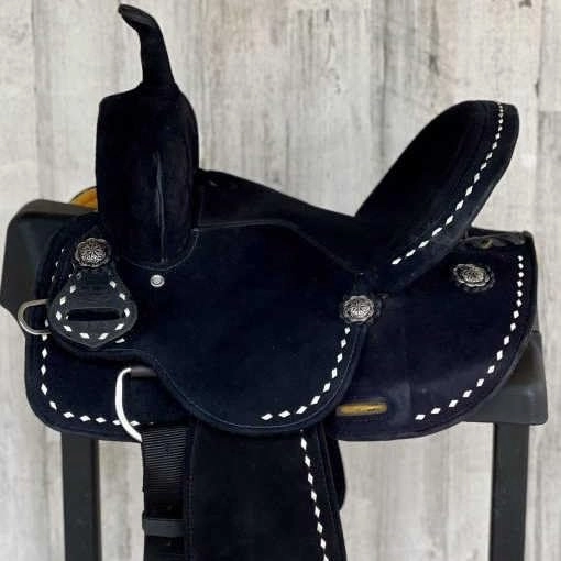 D&L SADDLERY Western Barrel Racing Wooden Tree Horse Saddles Handmade Leather Comfort for Horses Trail Equestrian Tooled Carved Horse Saddle Riding Size: 10-18 inches Seat, ER09