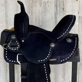 D&L SADDLERY Western Barrel Racing Wooden Tree Horse Saddles Handmade Leather Comfort for Horses Trail Equestrian Tooled Carved Horse Saddle Riding Size: 10-18 inches Seat, ER09