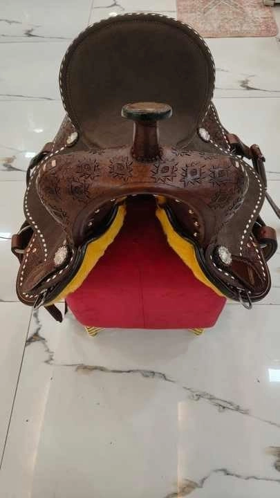 D&L SADDLERY Western Barrel Racing Wooden Tree Horse Saddles Handmade Leather Comfort for Horses Trail Equestrian Tooled Carved Horse Saddle Riding Size: 10-18 inches Seat, ER10