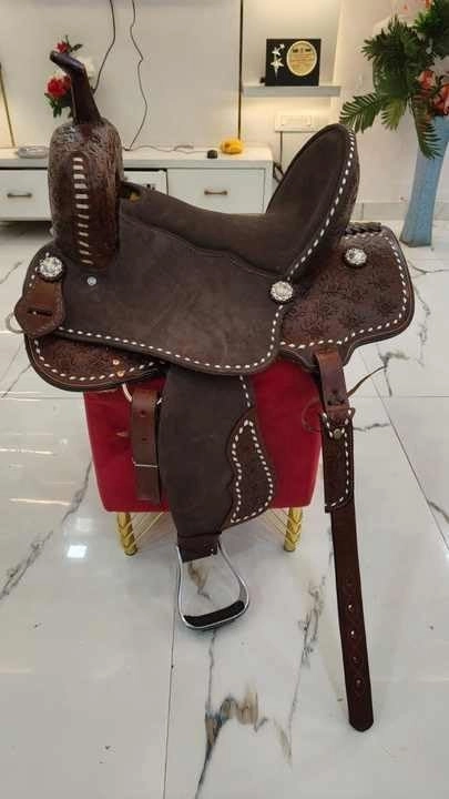 D&L SADDLERY Western Barrel Racing Wooden Tree Horse Saddles Handmade Leather Comfort for Horses Trail Equestrian Tooled Carved Horse Saddle Riding Size: 10-18 inches Seat, ER10