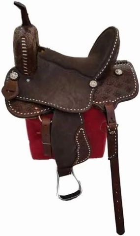 D&L SADDLERY Western Barrel Racing Wooden Tree Horse Saddles Handmade Leather Comfort for Horses Trail Equestrian Tooled Carved Horse Saddle Riding Size: 10-18 inches Seat, ER10