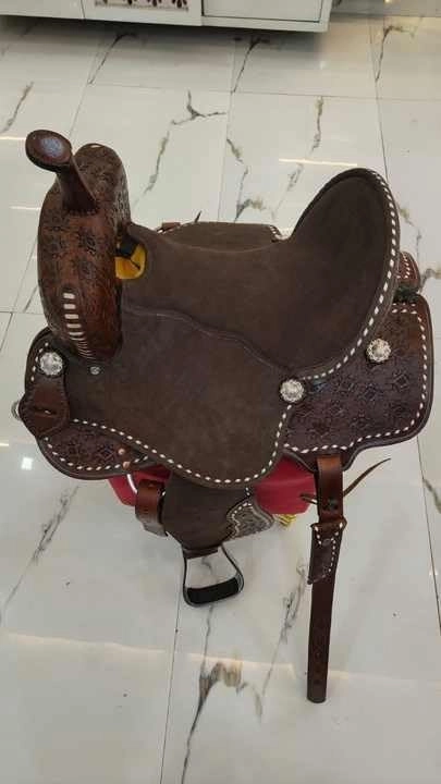D&L SADDLERY Western Barrel Racing Wooden Tree Horse Saddles Handmade Leather Comfort for Horses Trail Equestrian Tooled Carved Horse Saddle Riding Size: 10-18 inches Seat, ER10