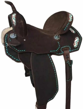 D&L SADDLERY Western Barrel Racing Wooden Tree Horse Saddles Handmade Leather Comfort for Horses Trail Equestrian Tooled Carved Horse Saddle Riding Size: 10-18 inches Seat, ER21