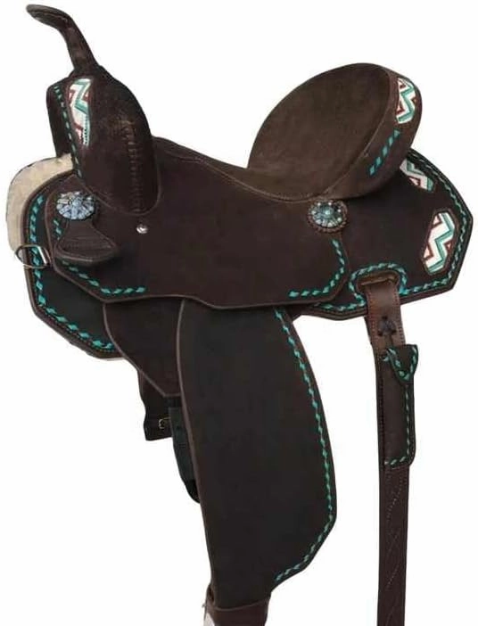 D&L SADDLERY Western Barrel Racing Wooden Tree Horse Saddles Handmade Leather Comfort for Horses Trail Equestrian Tooled Carved Horse Saddle Riding Size: 10-18 inches Seat, ER21