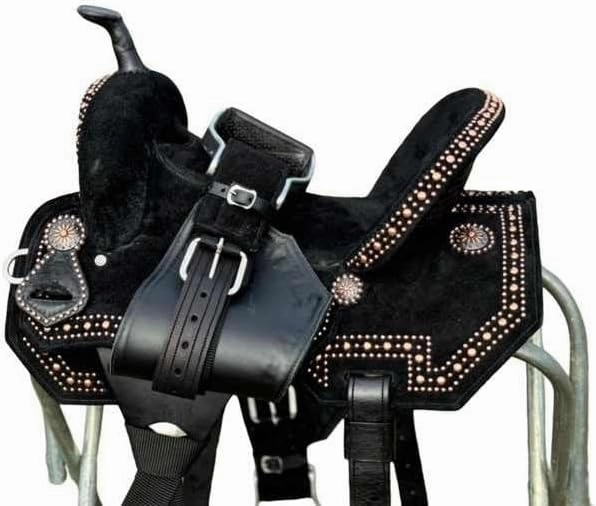D&L SADDLERY Western Barrel Racing Wooden Tree Horse Saddles Handmade Leather Comfort for Horses Trail Equestrian Tooled Carved Horse Saddle Riding Size: 10-18 inches Seat, EW17