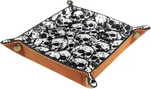 Dark Hand-Painted Skull Stacking Jewelry Organizer Trays, Desk Drawer Organizer Tray, Earring Tray, Bracelet Tray, Ring Storage Tray, Women & Girls