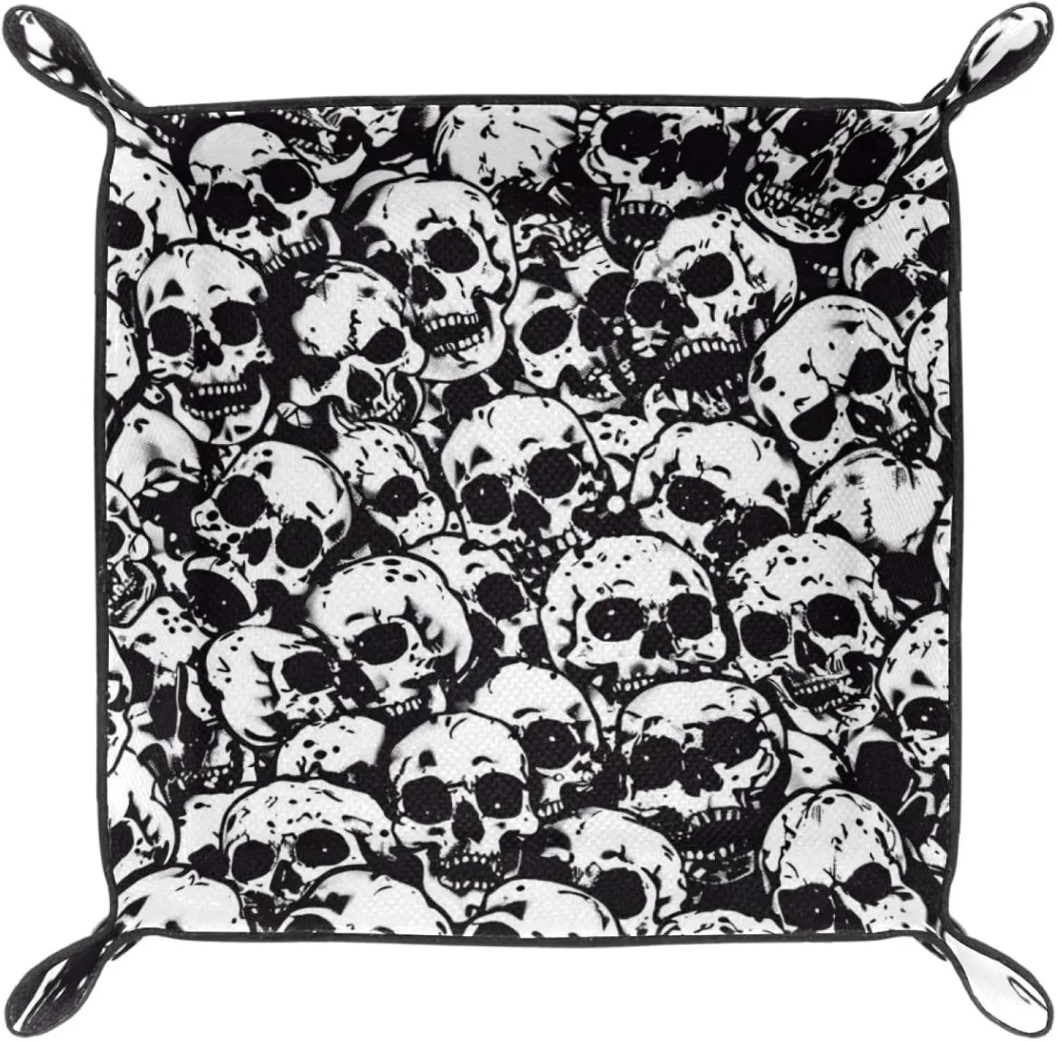 Dark Hand-Painted Skull Stacking Jewelry Organizer Trays, Desk Drawer Organizer Tray, Earring Tray, Bracelet Tray, Ring Storage Tray, Women & Girls
