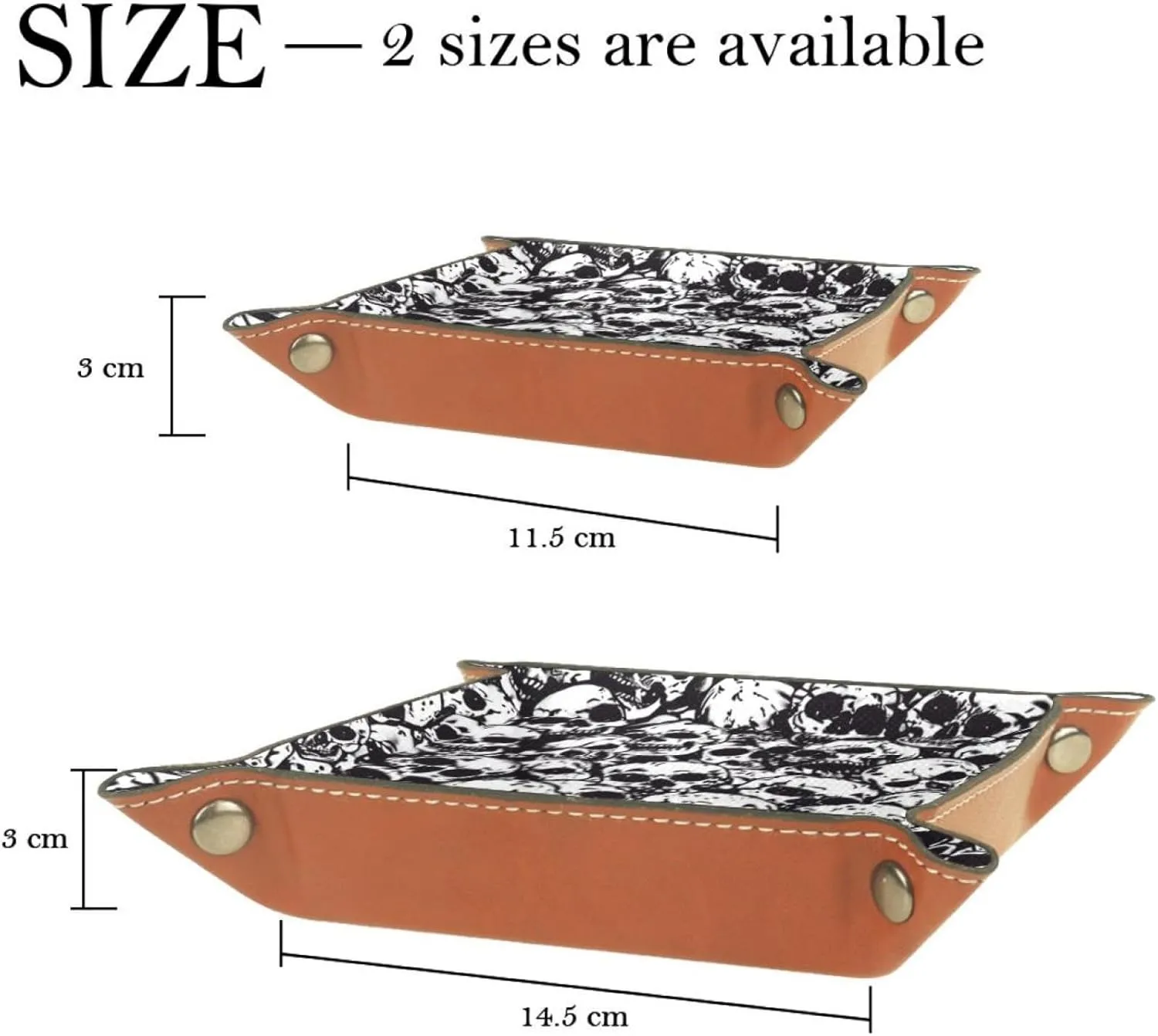 Dark Hand-Painted Skull Stacking Jewelry Organizer Trays, Desk Drawer Organizer Tray, Earring Tray, Bracelet Tray, Ring Storage Tray, Women & Girls
