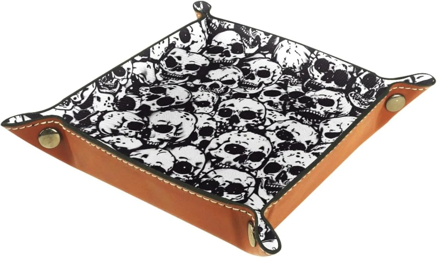 Dark Hand-Painted Skull Stacking Jewelry Organizer Trays, Desk Drawer Organizer Tray, Earring Tray, Bracelet Tray, Ring Storage Tray, Women & Girls