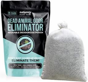 Dead Animal Smell Removal Reusable Deodorant Pouch. Eliminate dead Animal Smell Without Scent. Decay Odor Remover. Fragrance Free. Pet and Kid Safe. Extra Large, Covers 375 Square Feet.