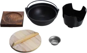 DECHOUS 1Set Camping Cookware Lightweight Cast Sukiyaki Pot with Stove Base Hotpot for Outdoor Cooking Hiking and Picnics and High Temperature