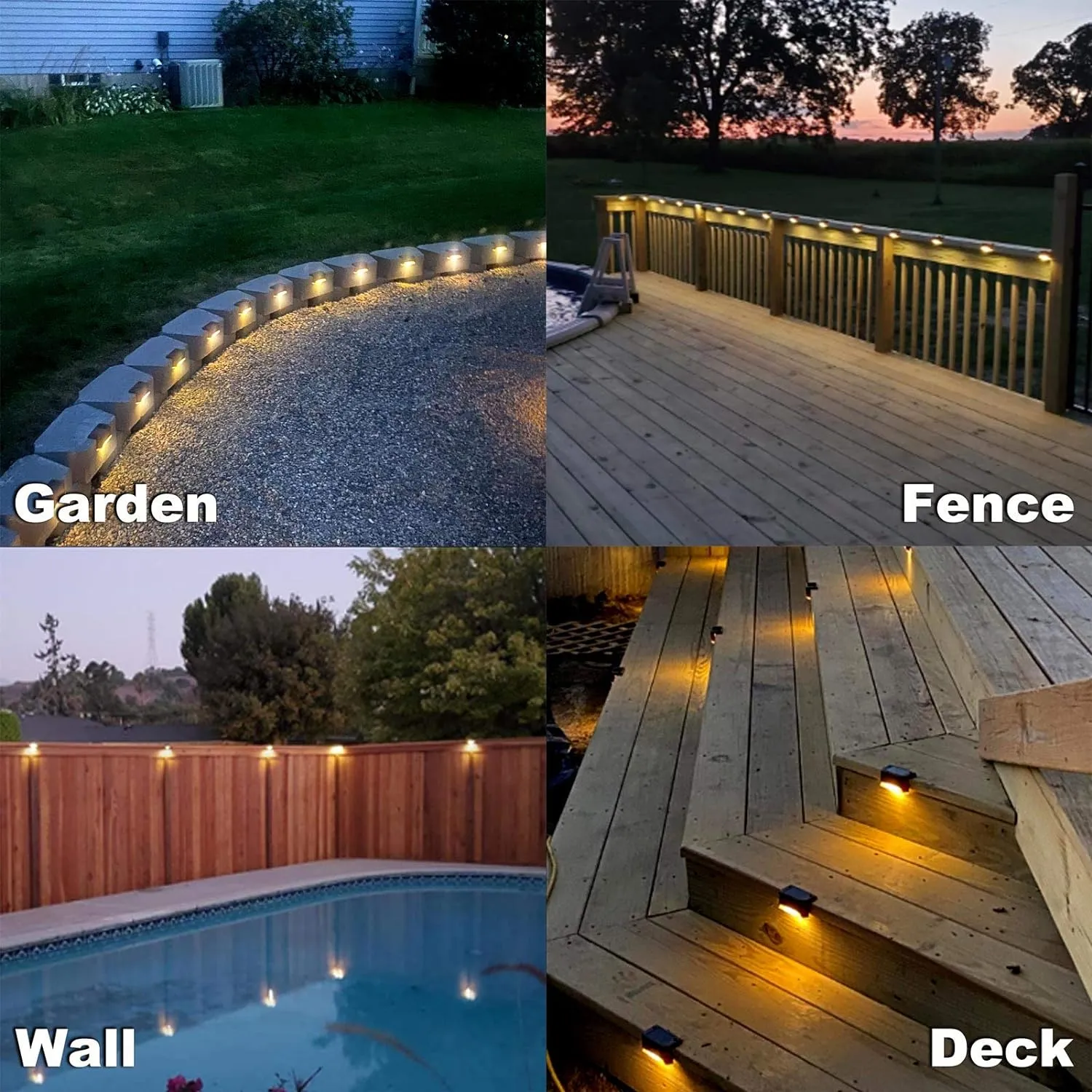 DenicMic Solar Deck Lights 16 Pack Solar Step Lights Outdoor for Patio, Deck,Stairs, Fence Post.,Step,and Yard, Weatherproof LED Deck Lighting Outdoor (Warm White)