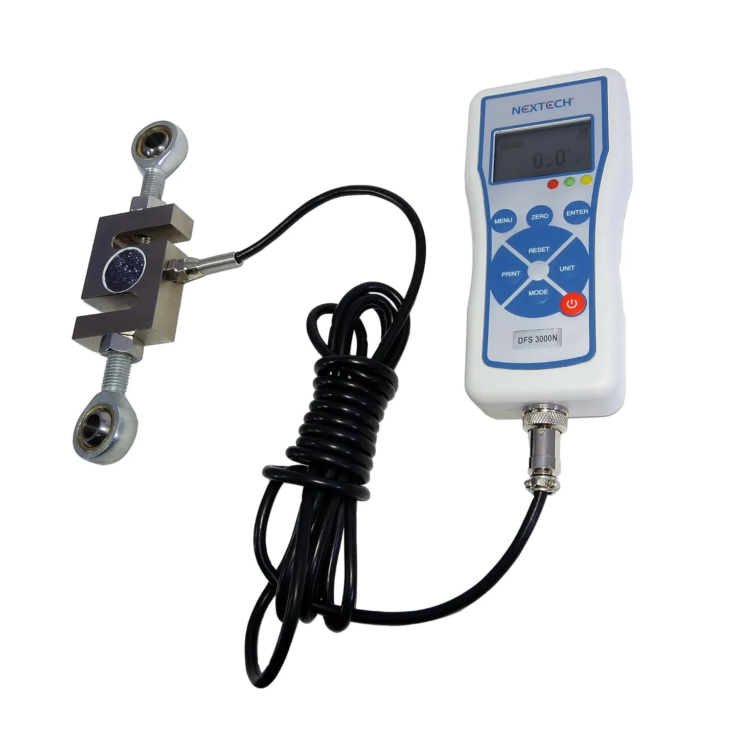 DFS-X3000 (3000N/660lbf/300kgf) Digital Force Gauge with External S-Beam Load Cell, Peak/Track Mode, Pass/Fail LED,USB Output, Back-Lit Graphic LCD,Metal Enclosure