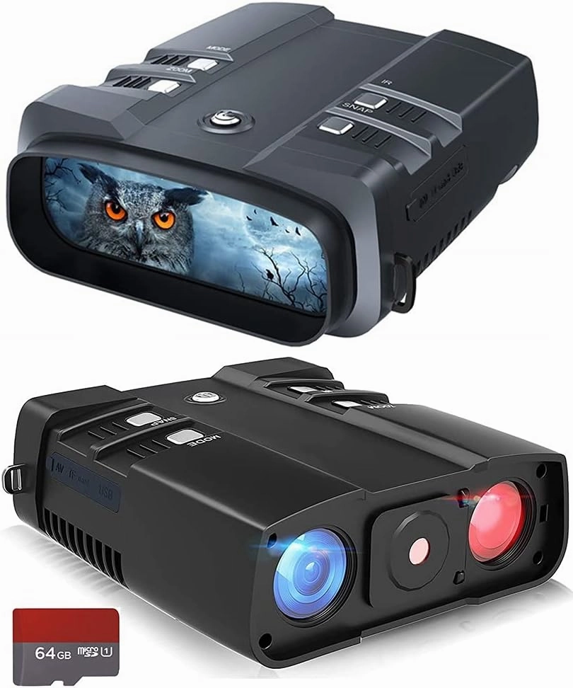 Digital Night Vision Binoculars with 64GB SD Card, 3-10x Magnification, 1640ft Viewing Range, 1080P Infrared Binoculars Night Vision Goggles, 5W 850NM High Sensitivity COMS Sensor