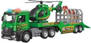Dinosaur Trucks for Kids 3-5 Year Old, Dinosaur Carrier Toys with Openable Doors & Lights & Sounds, Semi Truck with Helicopter, Birthday Gifts for Toddler Boys Child 22"