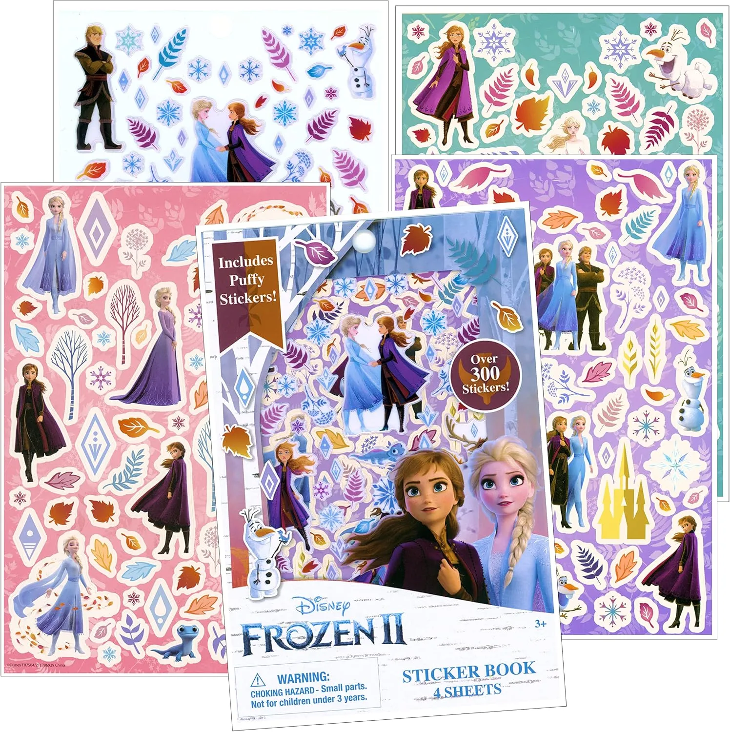 Disney Frozen Coloring Book Set with Frozen Stickers - Bundle Includes Frozen 80-pg Coloring Book, Frozen Stickers, 3-D Puffy Stickers, Castle Door Hanger, in Gift Bag