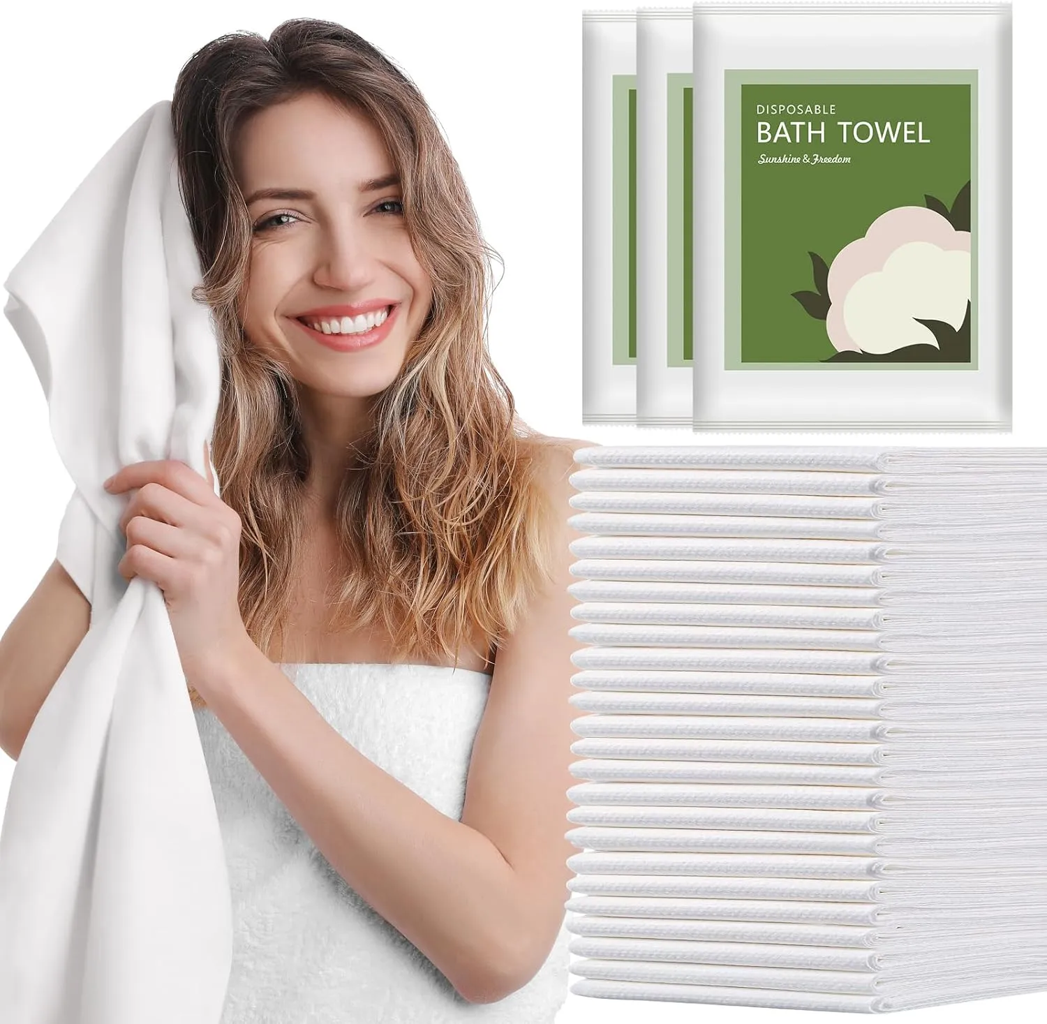Disposable Bath Towels Durable Large Portable Thicken Camping Towels Quick Dry, Absorbent,Ultra Soft for Travel Hotel Swimming Gym Sauna Spa Pet Sports Hiking Beach Spa 55''X27.5''(25pack)