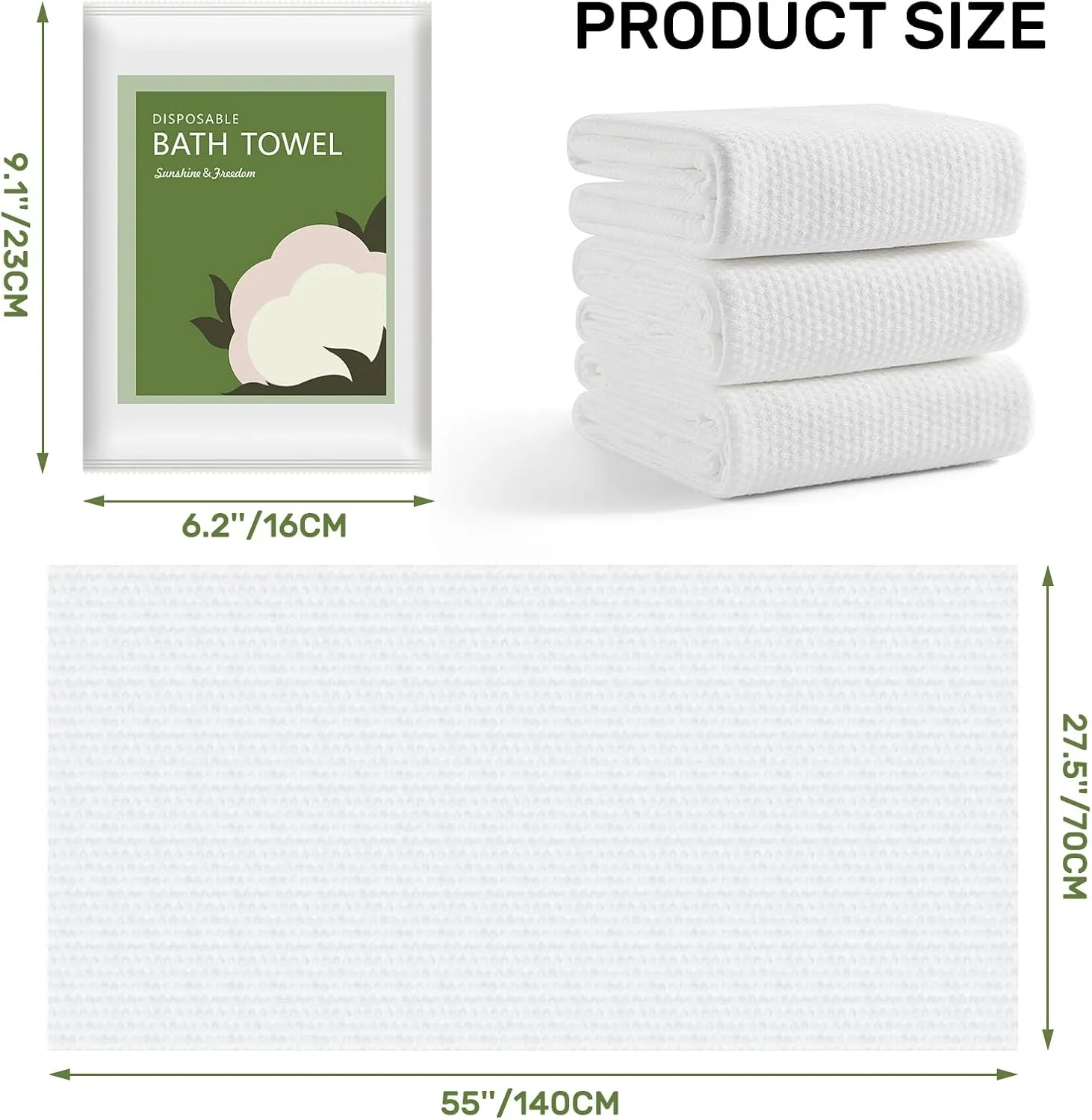 Disposable Bath Towels Durable Large Portable Thicken Camping Towels Quick Dry, Absorbent,Ultra Soft for Travel Hotel Swimming Gym Sauna Spa Pet Sports Hiking Beach Spa 55''X27.5''(25pack)
