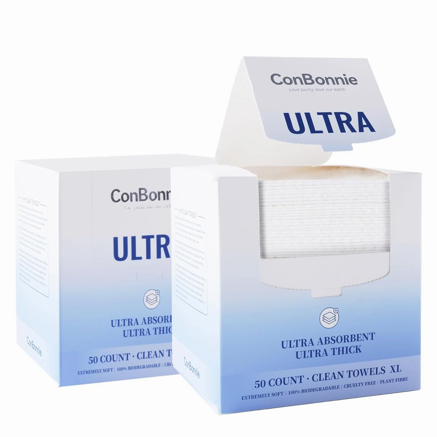 Disposable Face Towel XL, Ultra Ed., 10"×12" Bio-based Facial Towels, Extra Thick Soft Large Face Towelettes, Makeup Remover Dry Wipes for All Skin Types, Facial Tissue,100 Count (2 Pack)