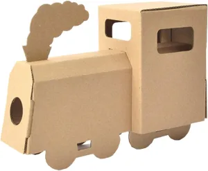 DIY Paper Box Toys, DIY Handmade Paper Box Models, Children's Creative Paper Boxes, Ability Cultivation. Comes with a 12-Color Paint Set. (Train)